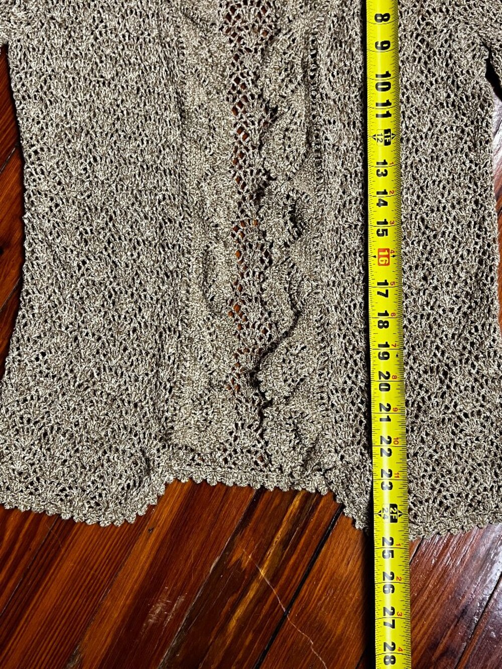 Gold Silk/Cotton Crochet Cardigan - Picture 10 of 11